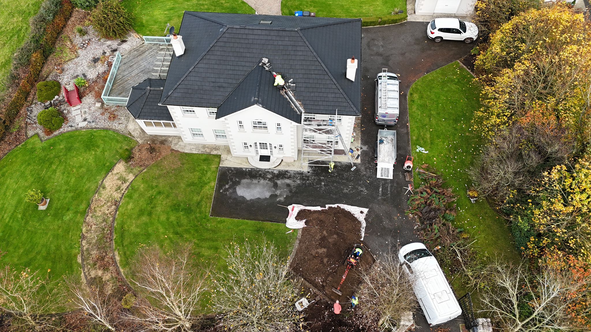 Aerial view of driveway paving project